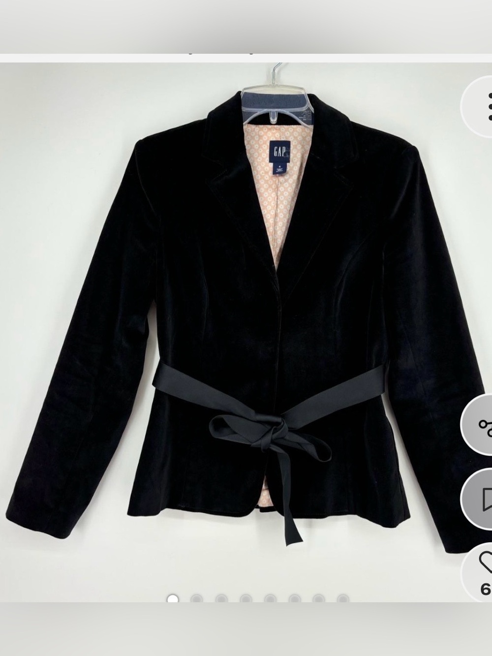 Gap Black Velvet Blazer Jacket Goth Whimsigoth Academia 4/S